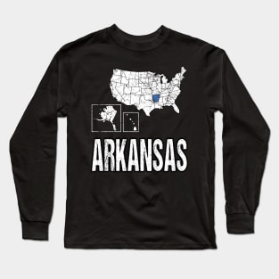 Vintage Arkansas Map Long Sleeve T-Shirt